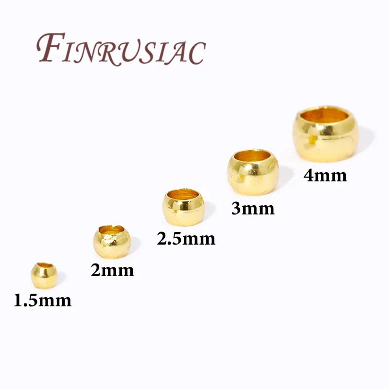 18K Gold Plated Crimp Beads 2mm–4mm | Stopper Spacer Findings