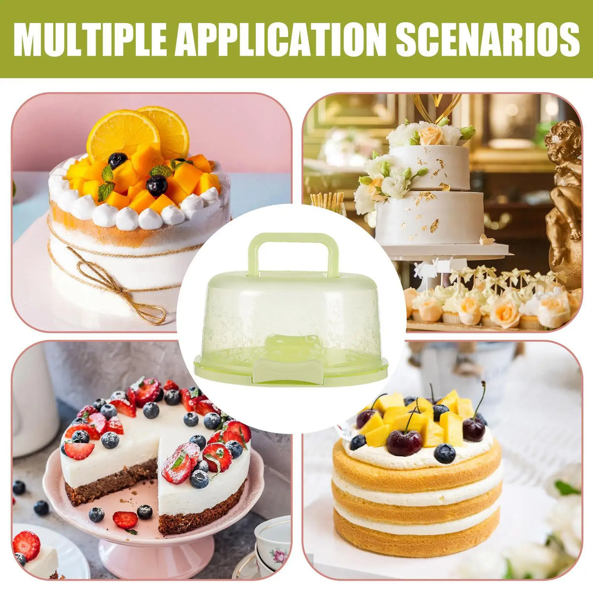 Transparent Dome Cake Carrier with Airtight Lid & Handle