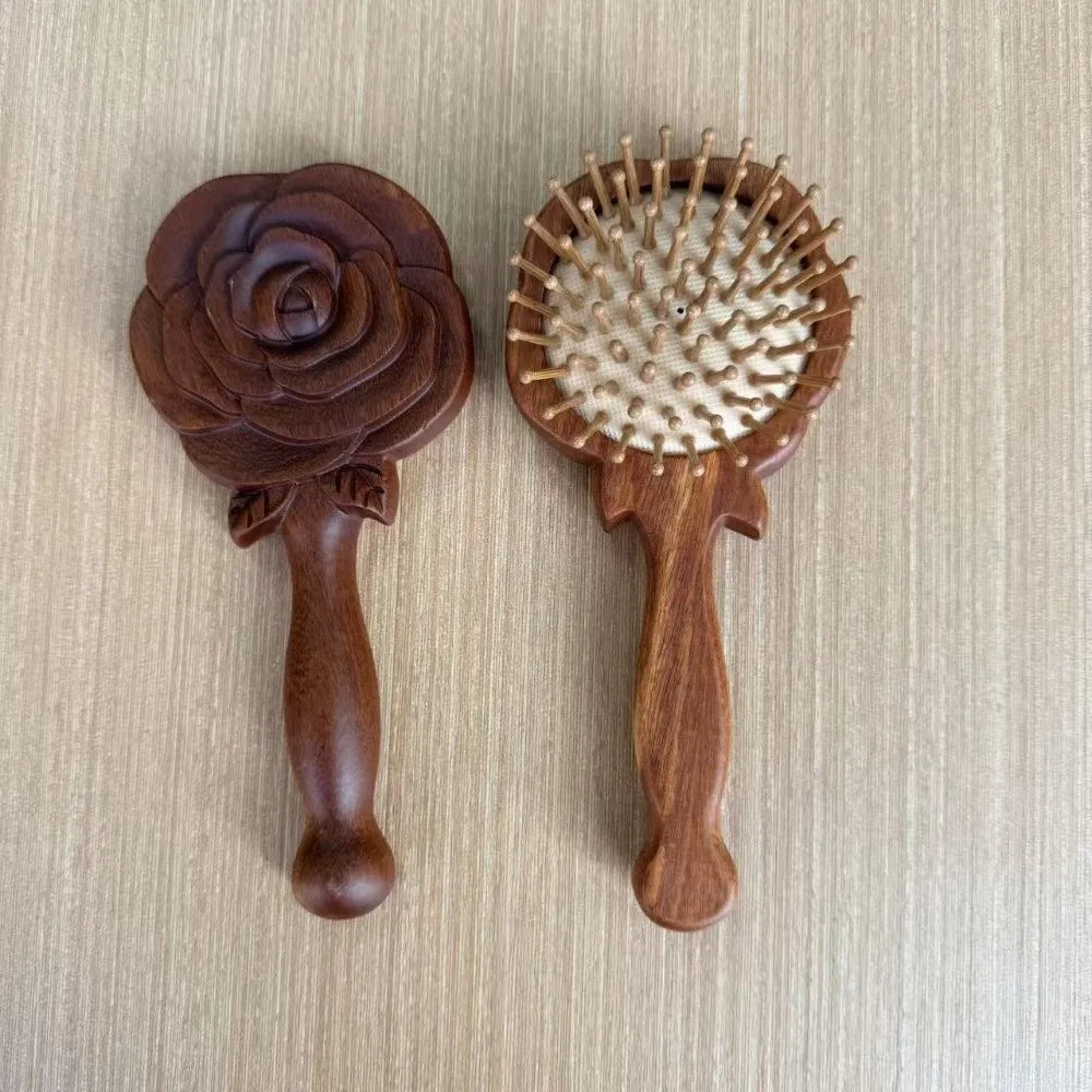 Sandalwood Air Cushion Hair Comb | Hand Carved Wood Brush