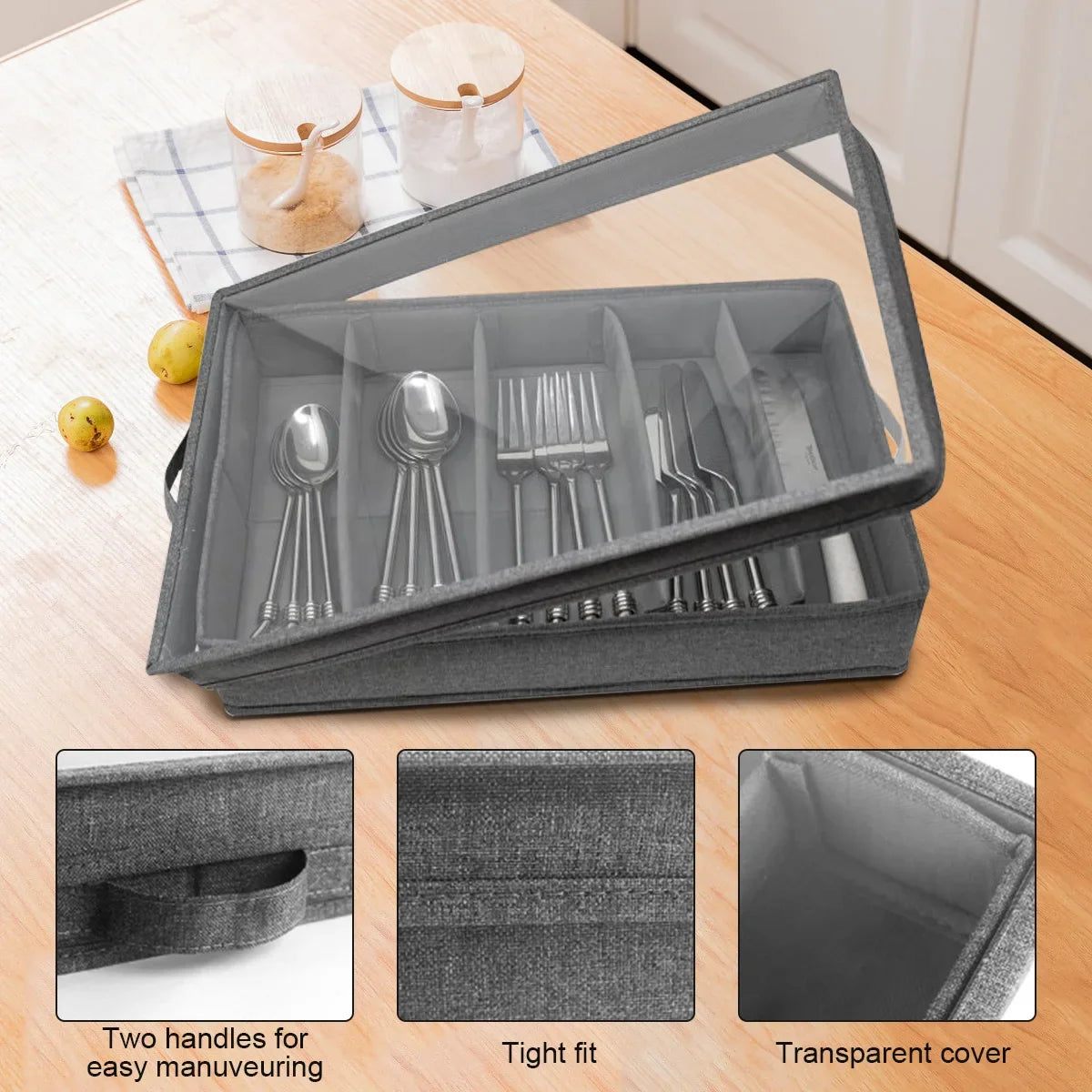 5-Compartment Flatware Storage Case – Portable Cutlery Organizer