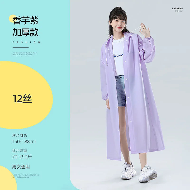 Reusable EVA Waterproof Rain Poncho – Transparent Adult Raincoat