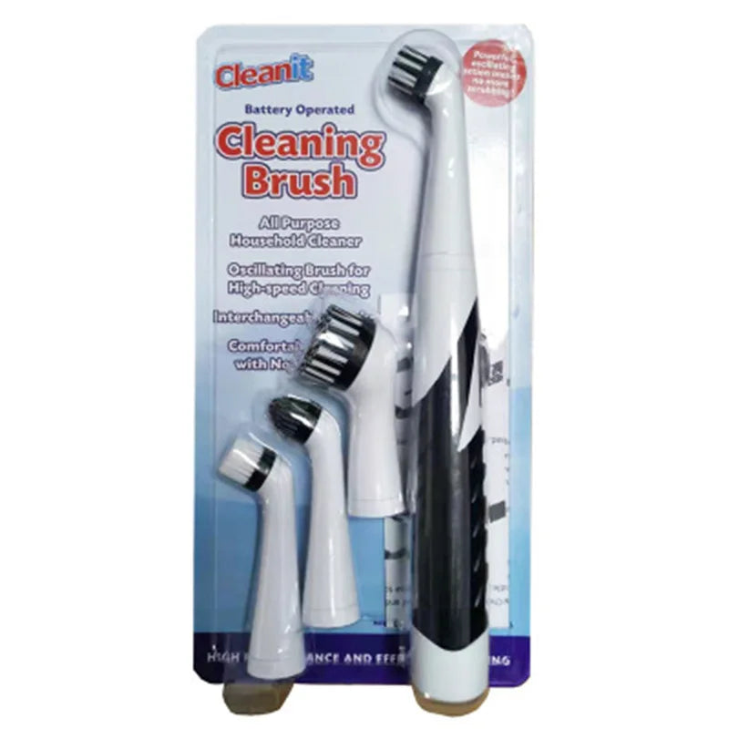 Electric Rotating Cleaning Brush Kit – 4 Heads, Kitchen & Bath