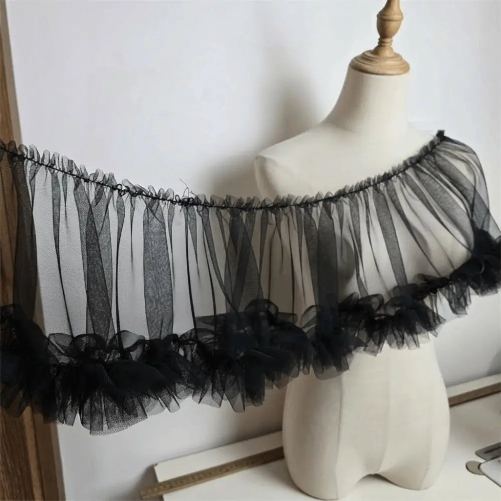 Pleated Tulle Lace Trim 15x90cm – Fluffy Mesh Ribbon for DIY