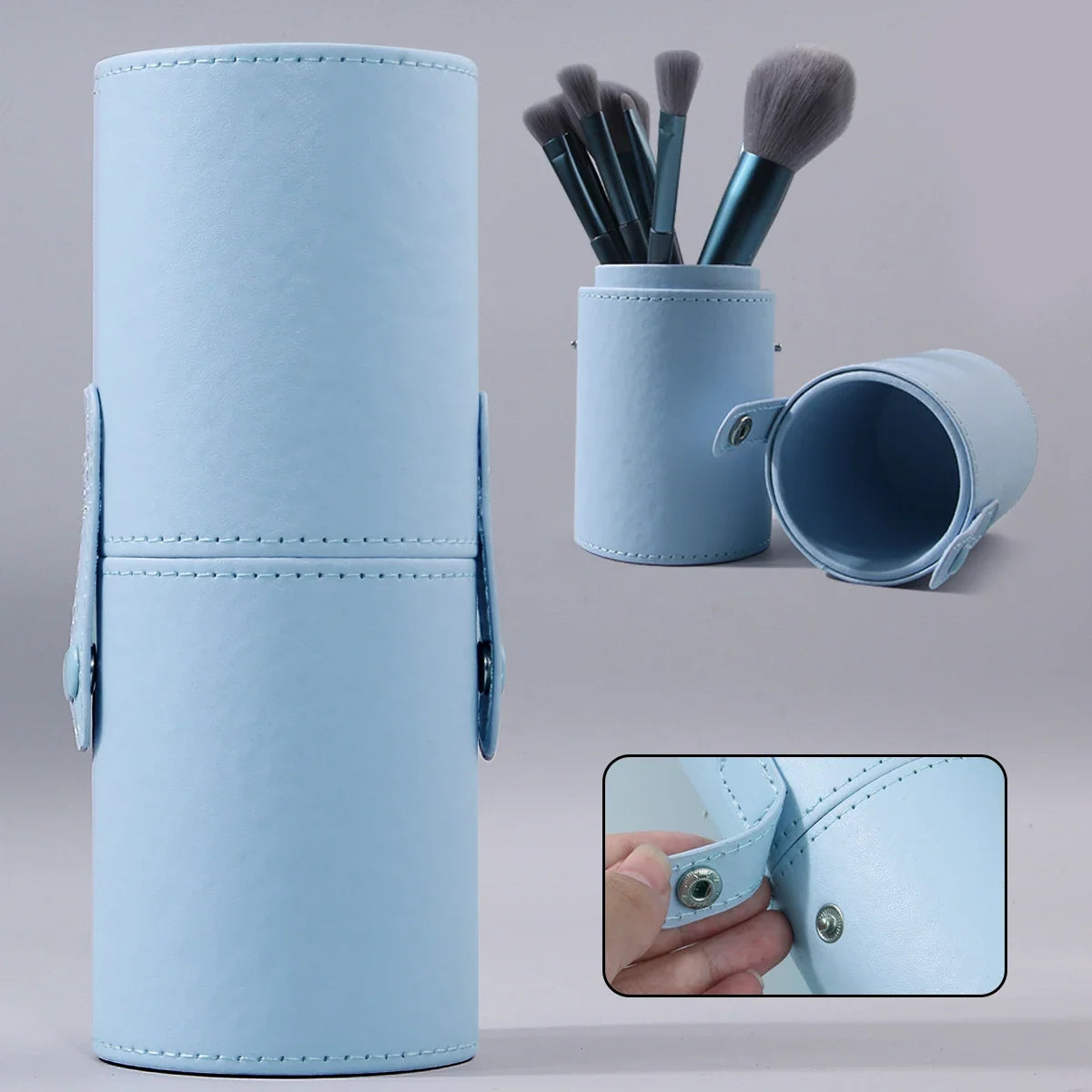 Nixie Blue Makeup Brush Holder Bucket | Portable Organizer