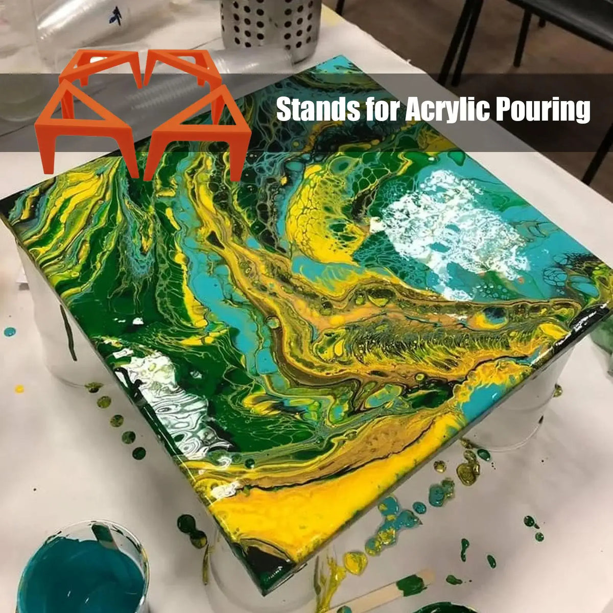 Mini Triangle Canvas Paint Pouring Stands – 4-Pack Risers