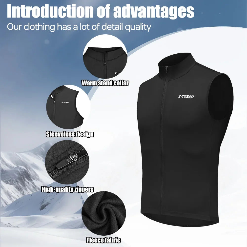 X-TIGER Thermal Windproof Cycling Vest – Reflective Sleeveless