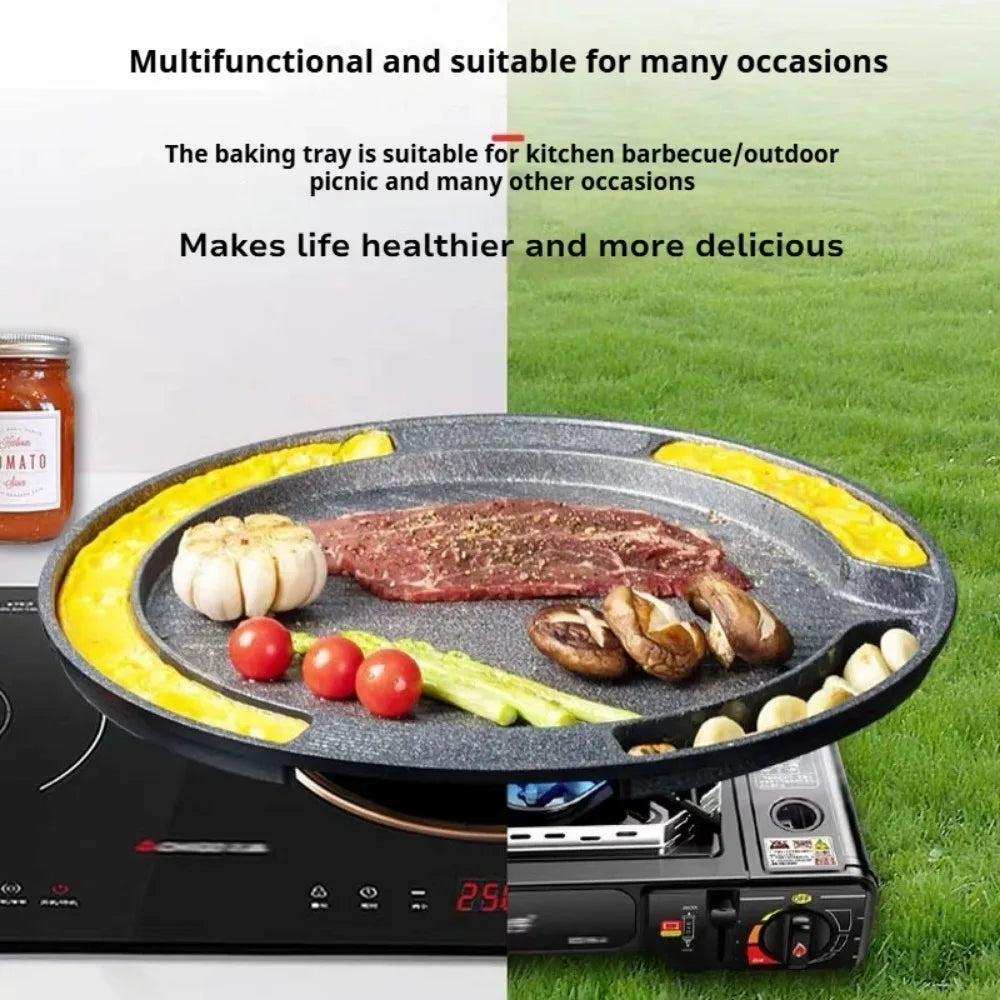 Korean Nonstick BBQ Grill Pan – Cast Aluminum Indoor/Outdoor