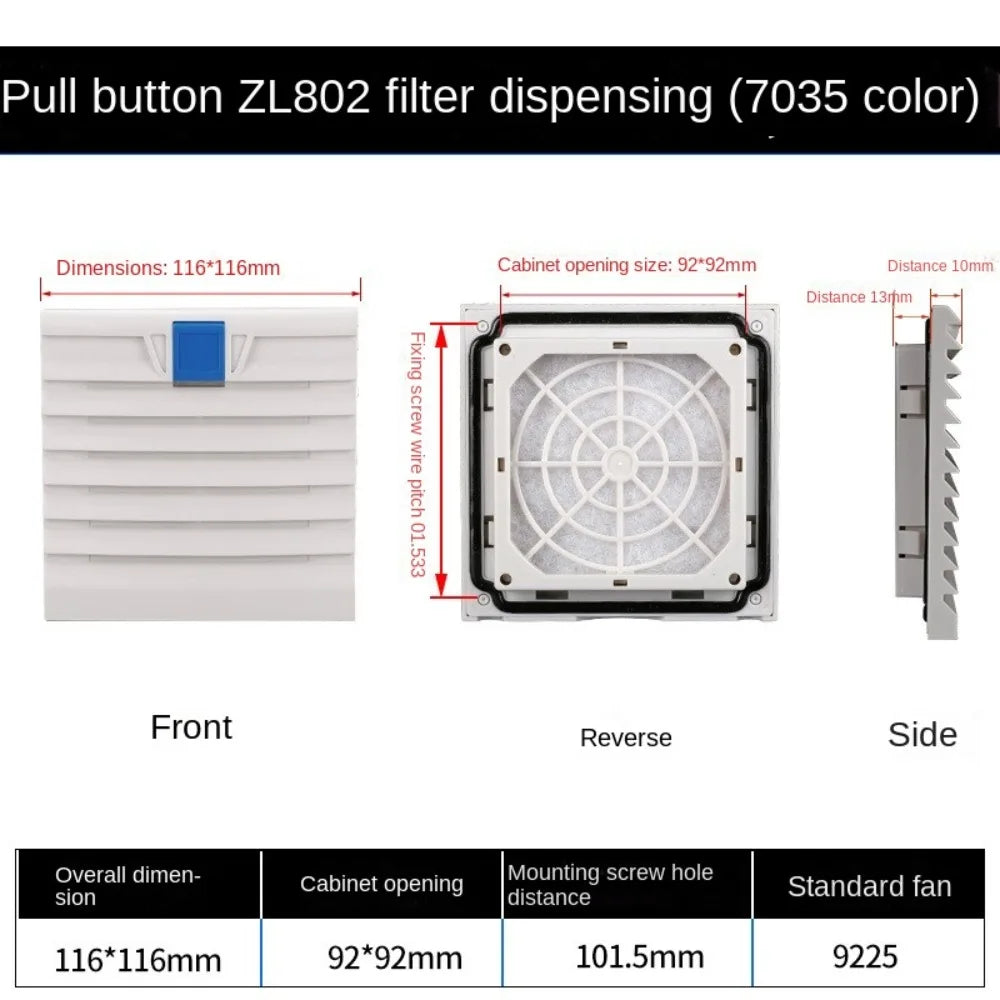 ABS Cabinet Ventilation Filter Grille with Louver Shutters