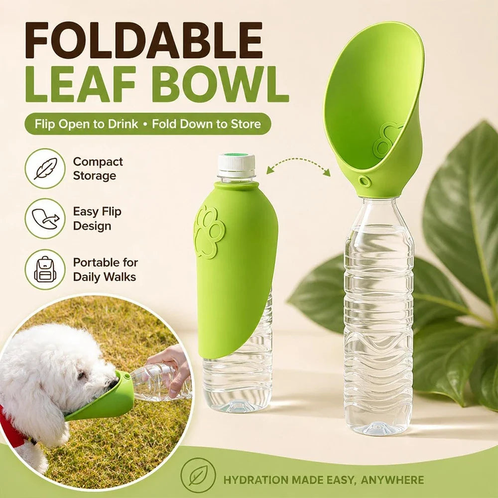 Portable Dog Water Bottle Adapter – Foldable Silicone Pet Bowl