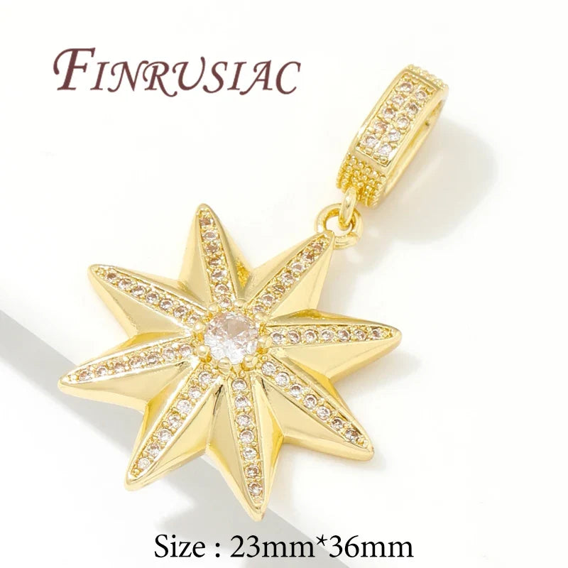 18K Gold Plated Zircon Charms – Sun Heart Star Pendants DIY