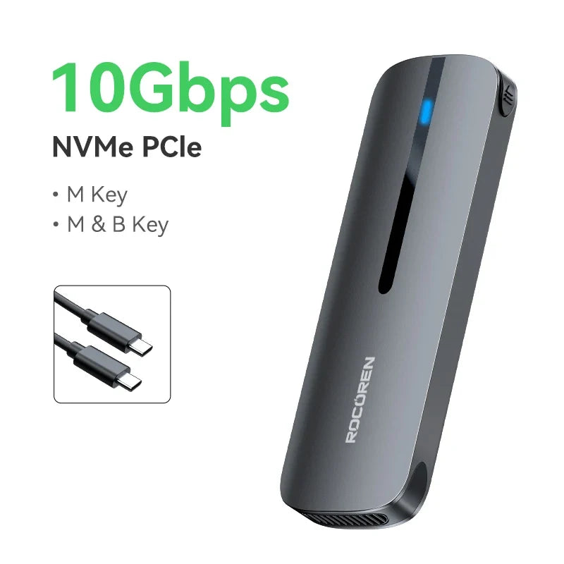 Rocoren M.2 NVMe SSD Enclosure 10Gbps USB 3.1 Gen2 USB-C