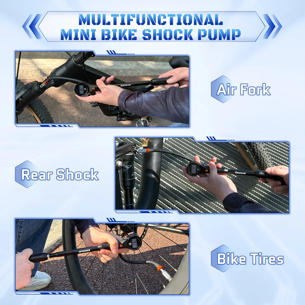 BUCKLOS 320PSI Portable Bike Pump – AV/FV MTB & Road