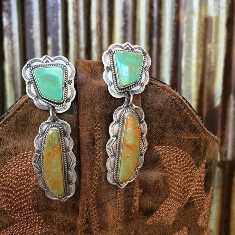 Vintage Blue Stud Dangle Earrings – Wedding & Party Gift