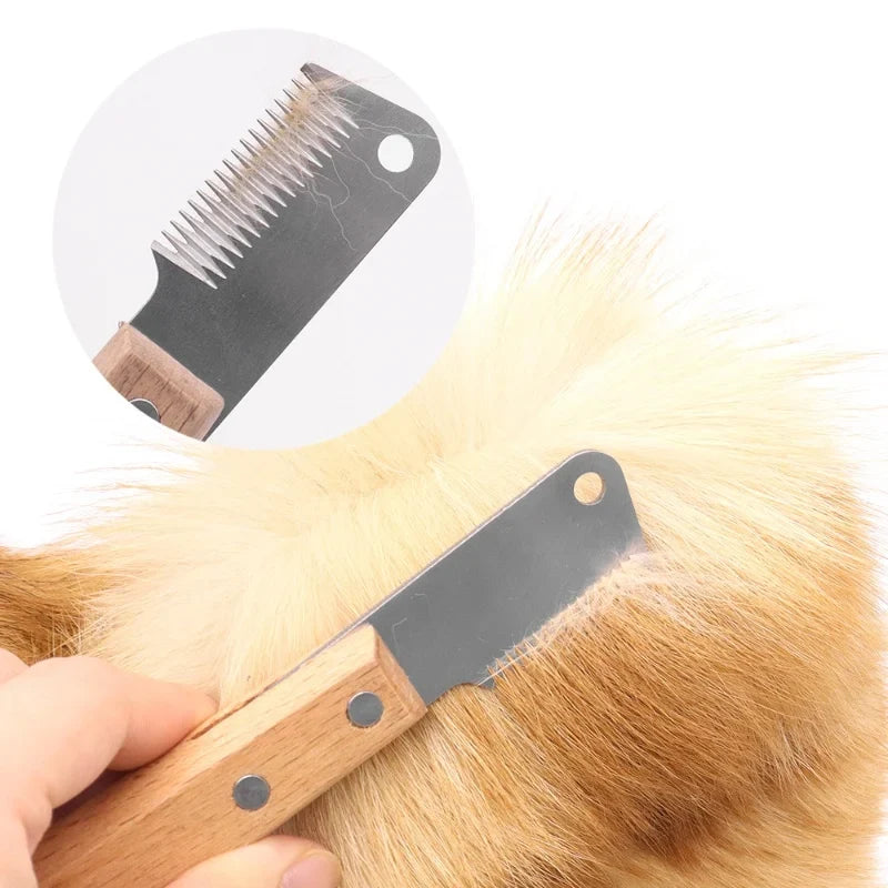 Professional Dog Grooming Comb – Steel Blade & Wooden Handle