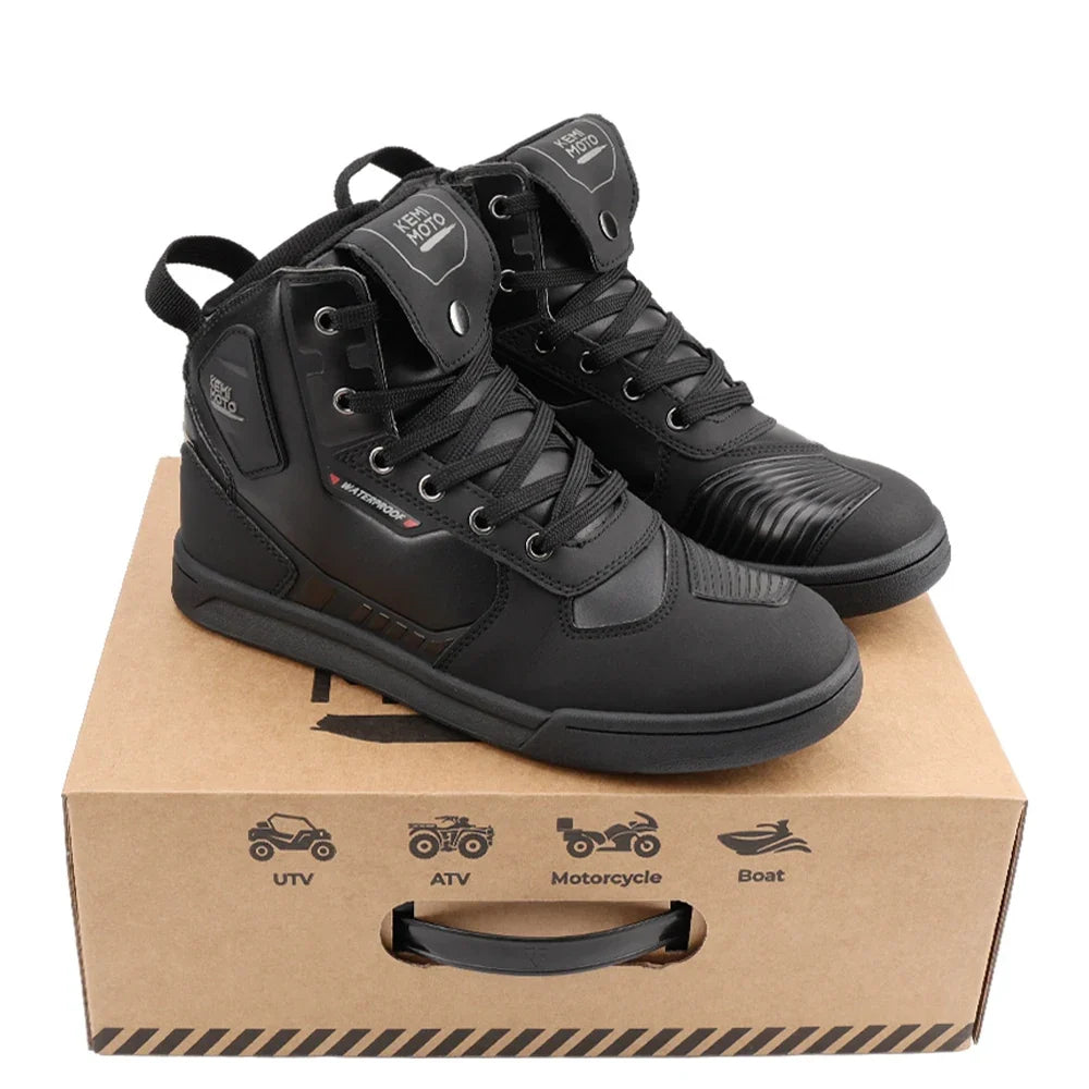 KEMITOUR Men's Waterproof Motorcycle Shoes | Ankle Protection