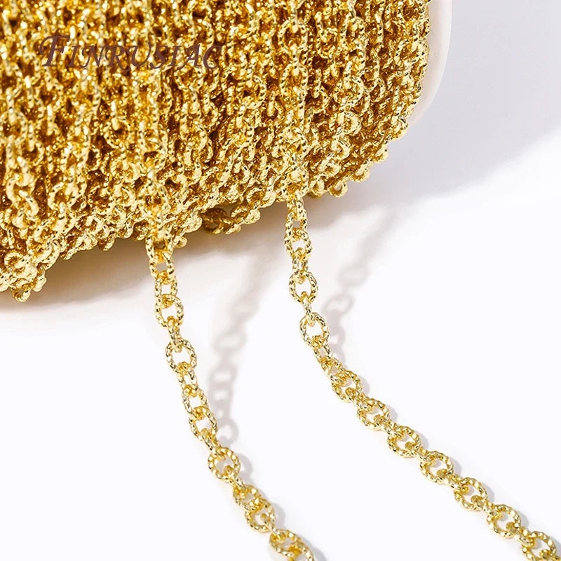 18K Gold Plated Textured Cable Chain 4.7mm×6mm DIY Jewelry