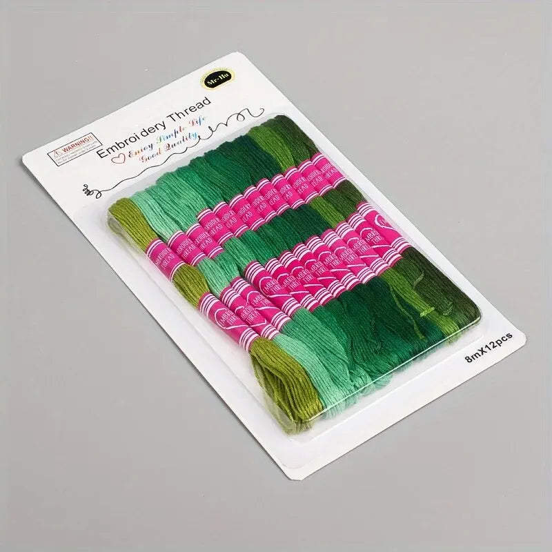 Gradient Embroidery Floss Set – 12 x 8M Polyester Cross-Stitch Thread