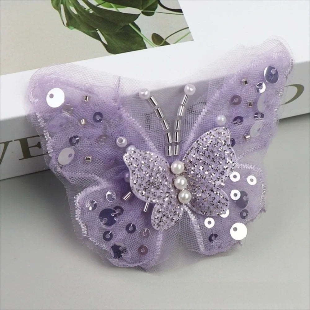 Double-Layer Sequin Butterfly Applique | Gold DIY Clothes Patch