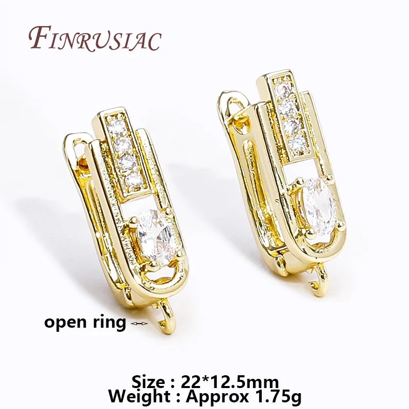 18K Gold Plated Zircon Earring Hook Clasps | DIY Jewelry Findings