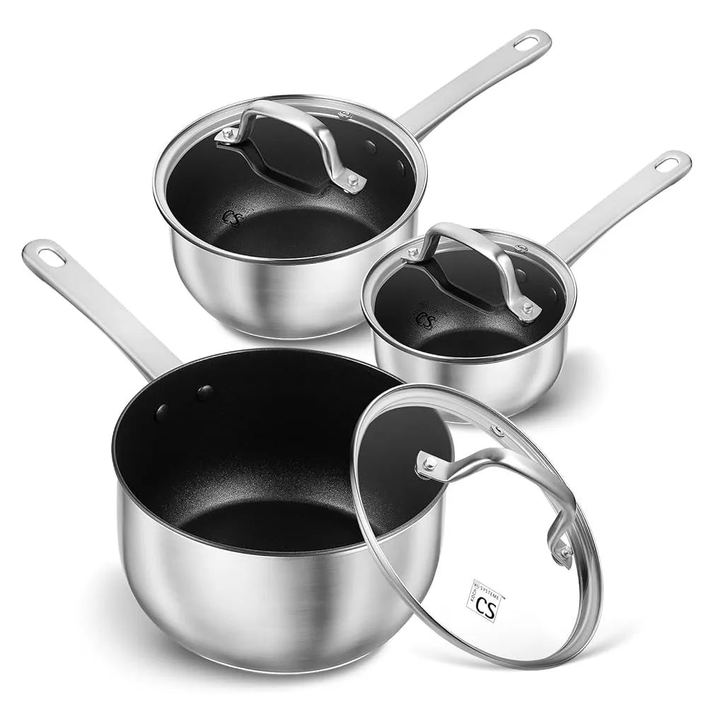 KOCH SYSTEME CS 3-Piece Non-Stick Stainless Steel Saucepan Set