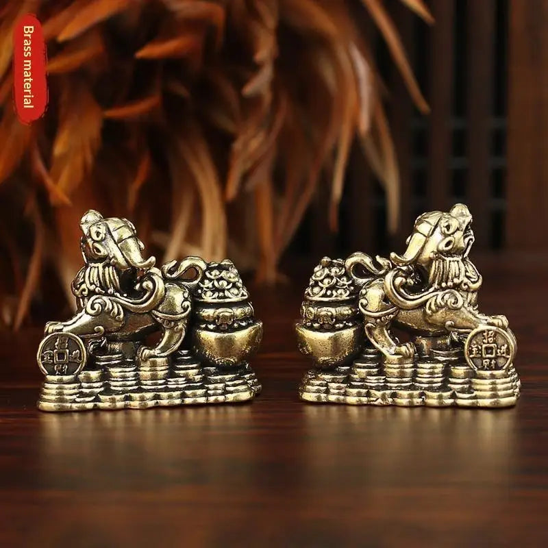 Brass Feng Shui Pixiu Statue Pair – Wealth & Good Luck Décor