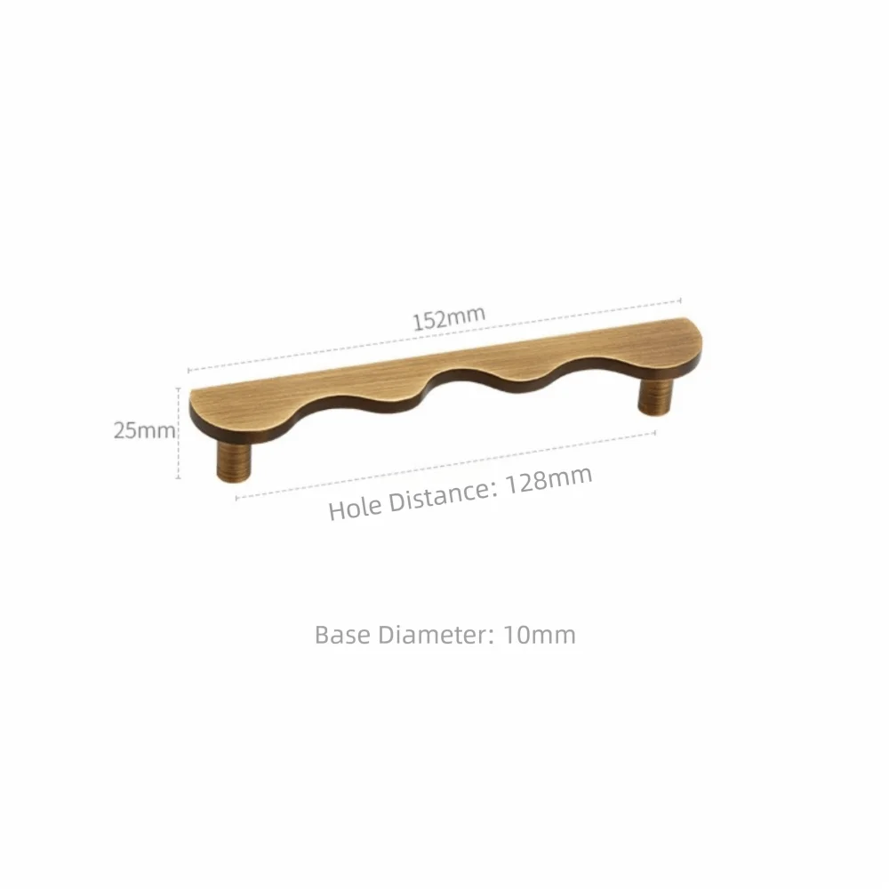 Modern Wave Brass Cabinet Handles & Drawer Pulls – Gold Bronze