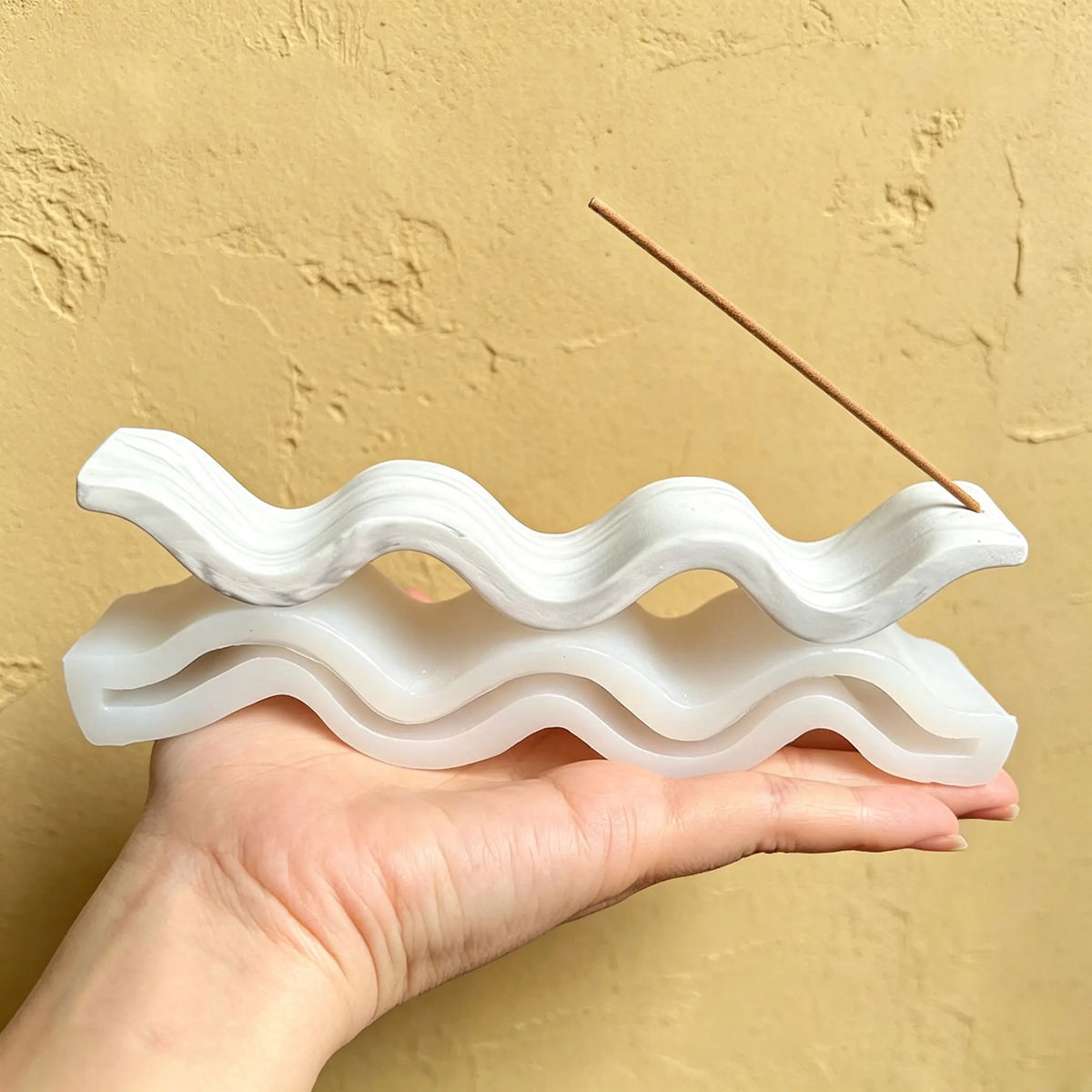 Wave Incense Holder Silicone Mold – DIY Resin Plaster Cement