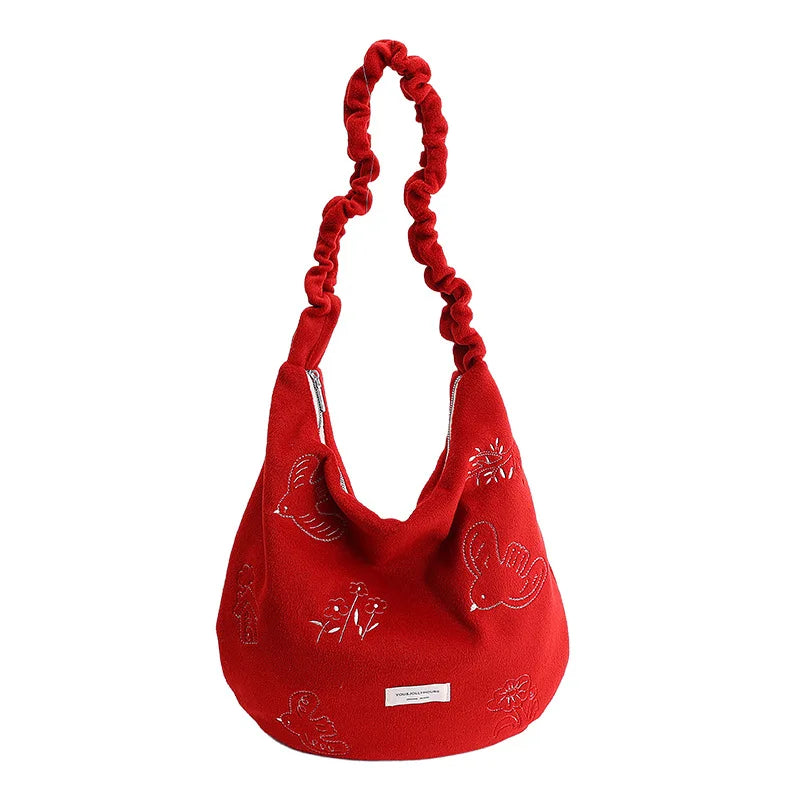Women's Large Capacity Embroidered Crossbody Tote Bag