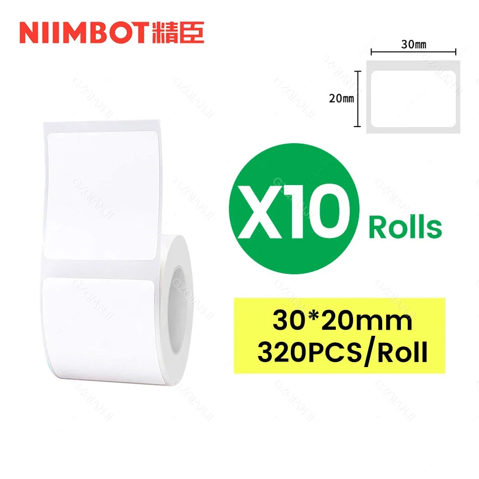 NiiMbot Thermal Label Rolls – Round White Waterproof Stickers