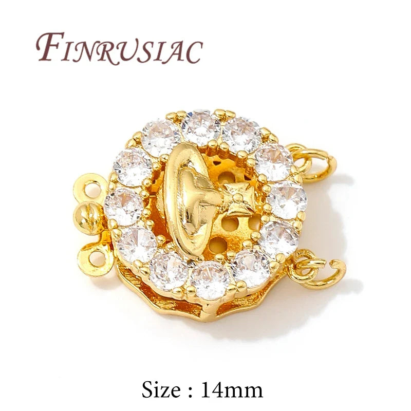 18K Gold Plated Zircon Round Clasps – DIY Bracelet Findings