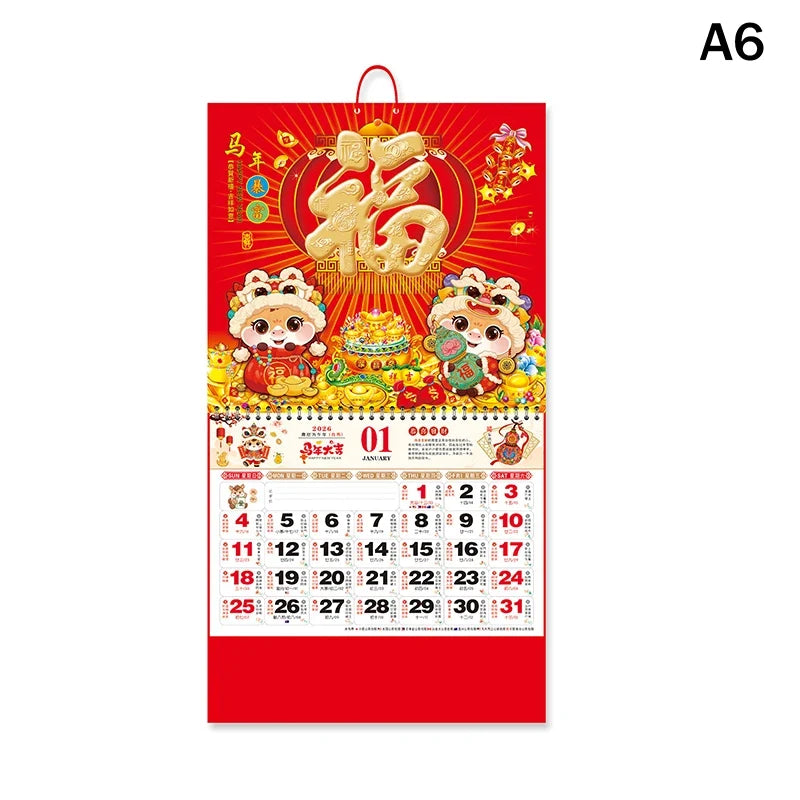 2026 Year of the Horse Chinese Lunar Tear-Off Wall Calendar