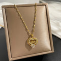 Women's Gold Heart Pendant Necklace | Zircon Clavicle Chain