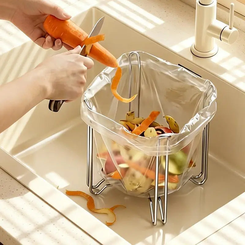304 Stainless Steel Trash Bag Holder for Kitchen Sink