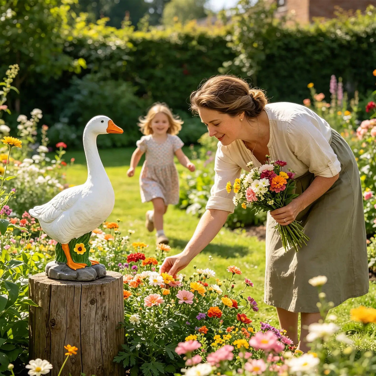Resin Goose Garden Statue – All-Weather Outdoor Lawn Decor