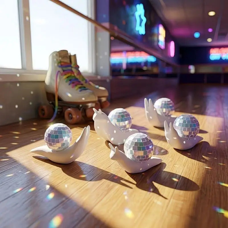Retro Snail Disco Ball Sun Catcher – Rainbow Light Home Decor