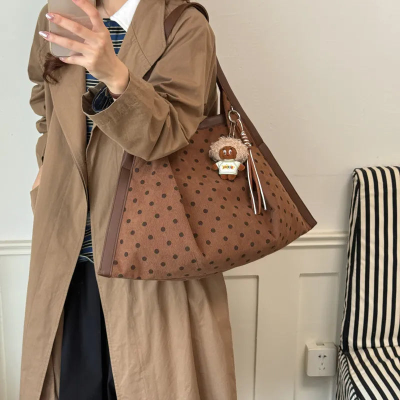 Retro Polka-Dot Tote Bag – Large Women's Shoulder Bag | Nixie