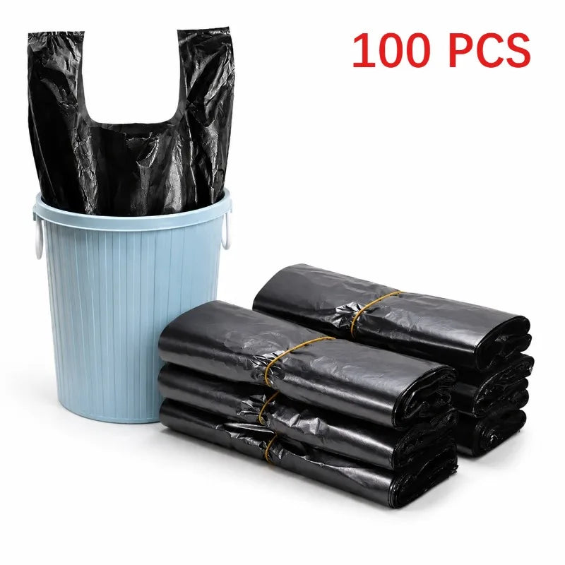 100pcs Black Heavy Duty Vest Poly Bags – Thick Carry Pouches