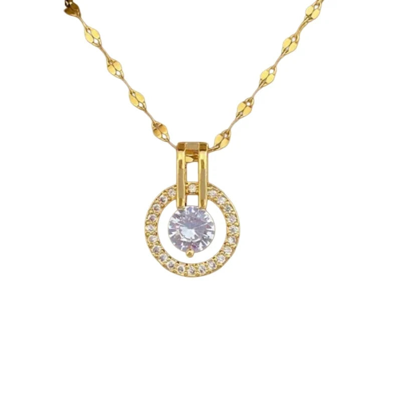 Women's Gold Hoop Pendant Necklace – Stainless Steel Choker