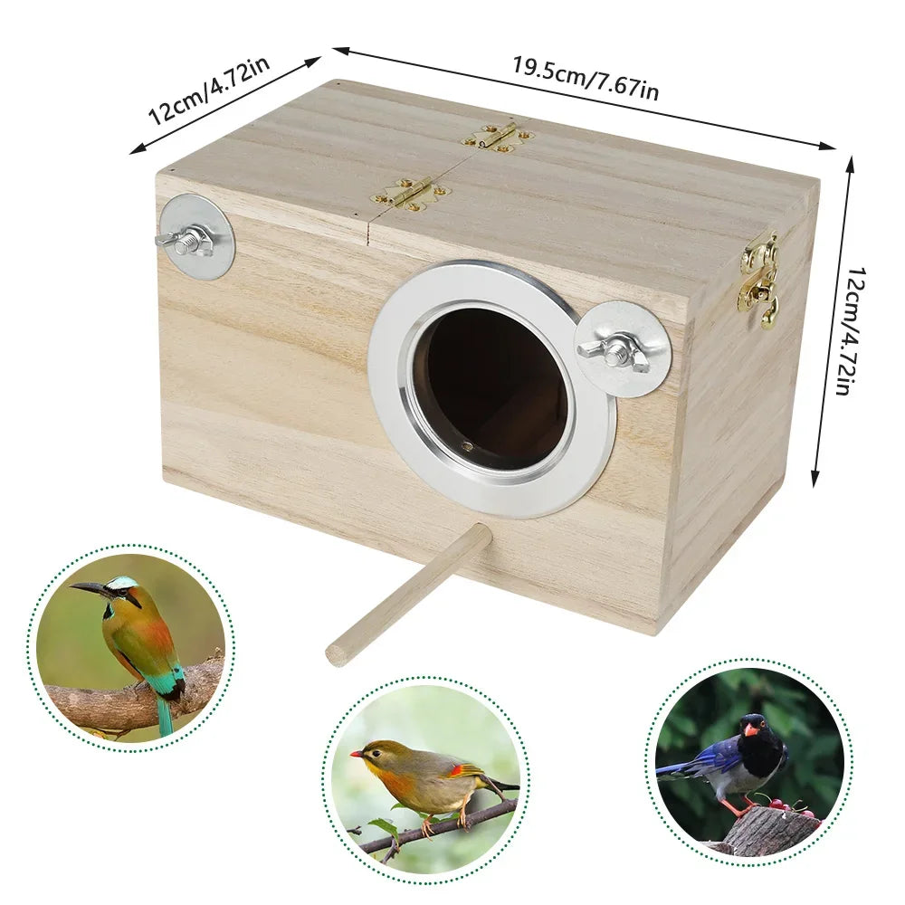 Wooden Parakeet Nesting Box – Budgie & Lovebird Breeding House