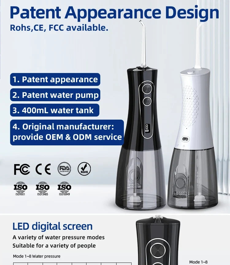 DUTRIEUX Water Flosser IPX7 – 400mL 8 Modes Ozone Irrigator