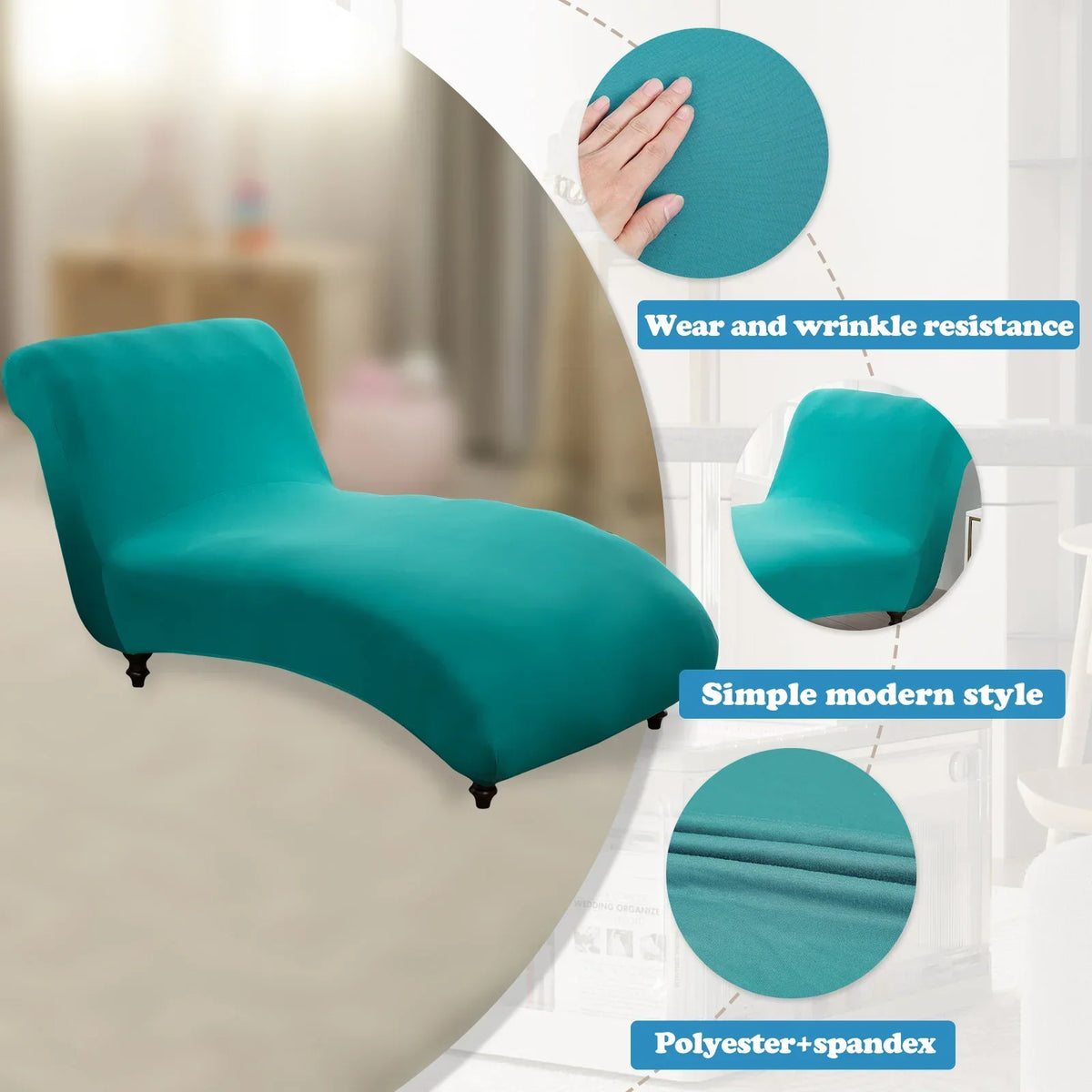 Armless Chaise Lounge Slipcover – Stretch Full Wrap Protector