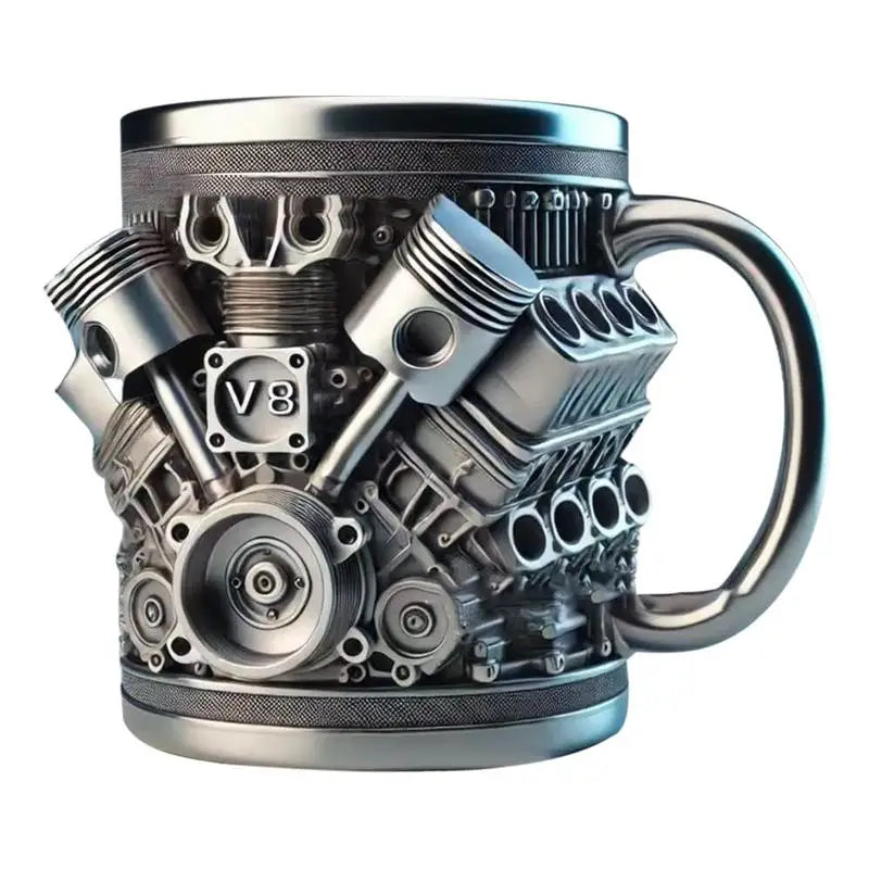 V8 Engine Coffee Mug – Stainless Steel & Resin Car Lover Cup