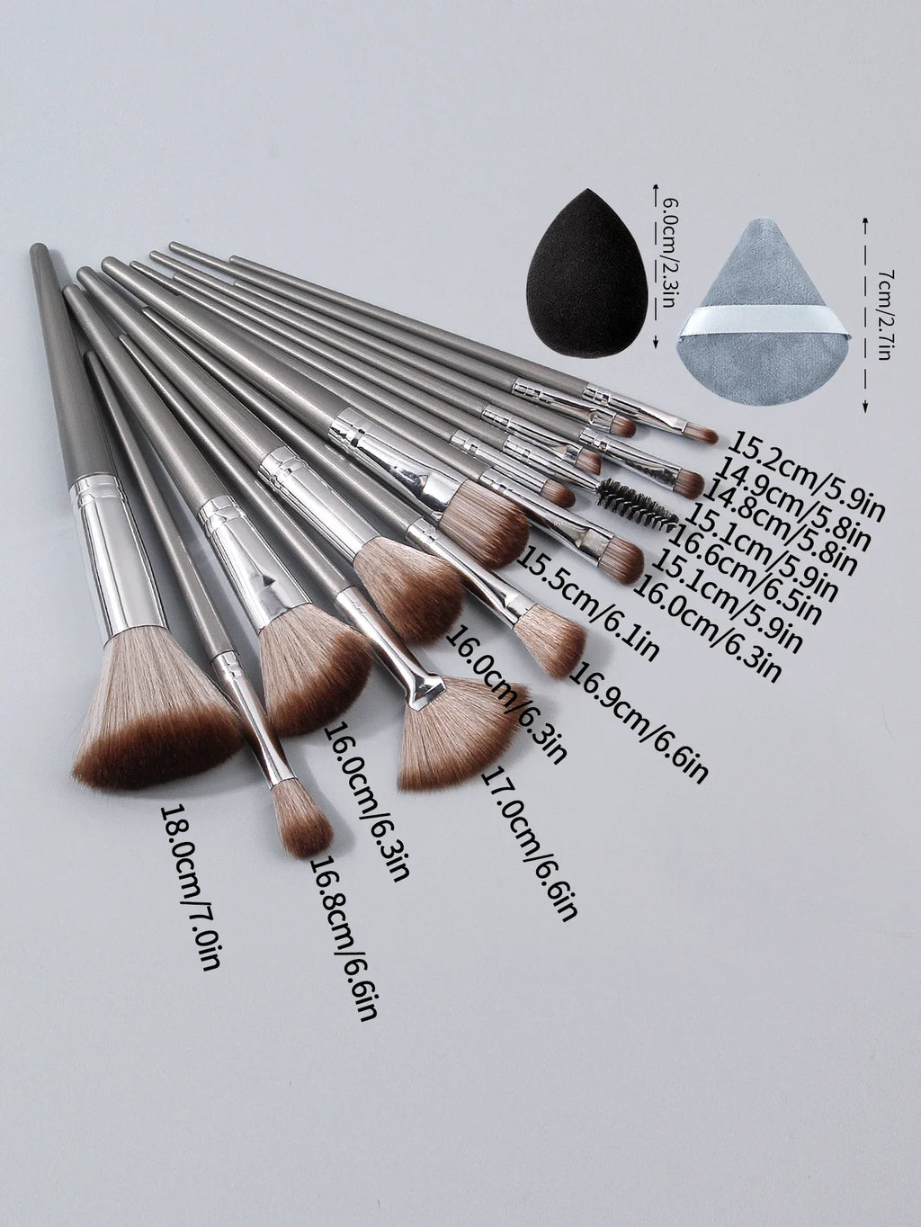 18PCS Professional Makeup Brush Set with Sponges & Puffs