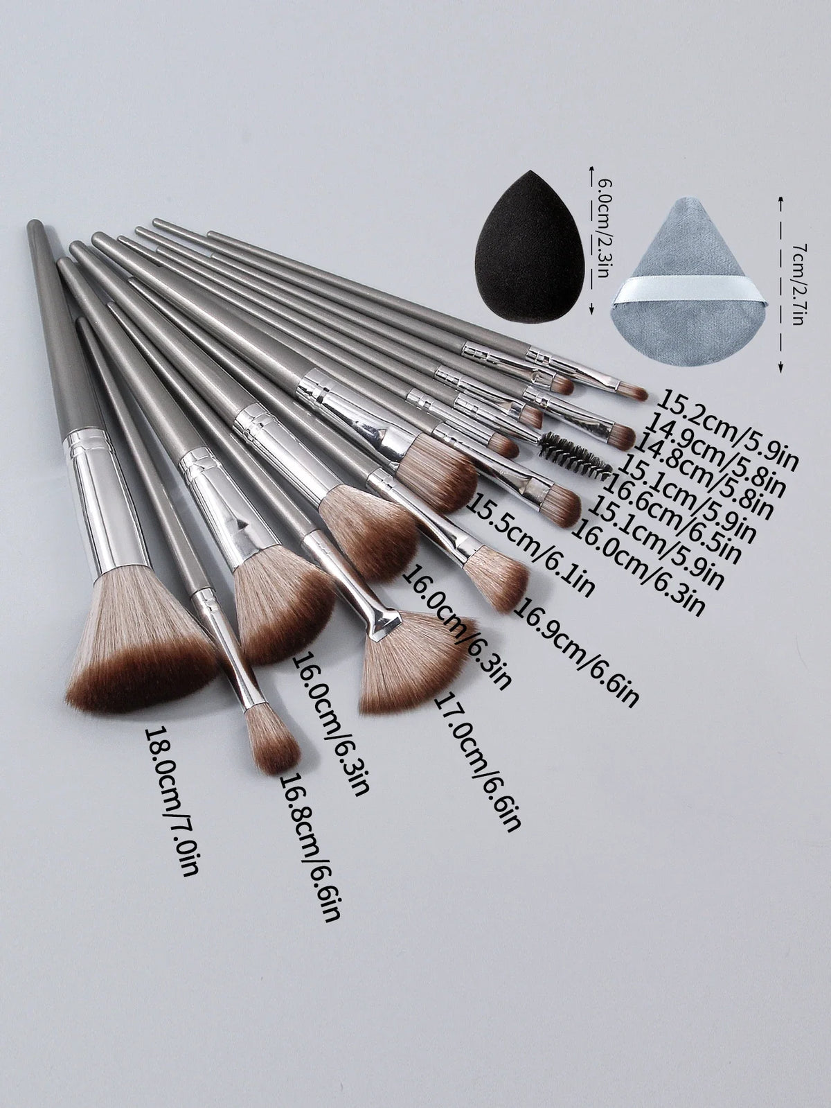 18PCS Professional Makeup Brush Set with Sponges & Puffs
