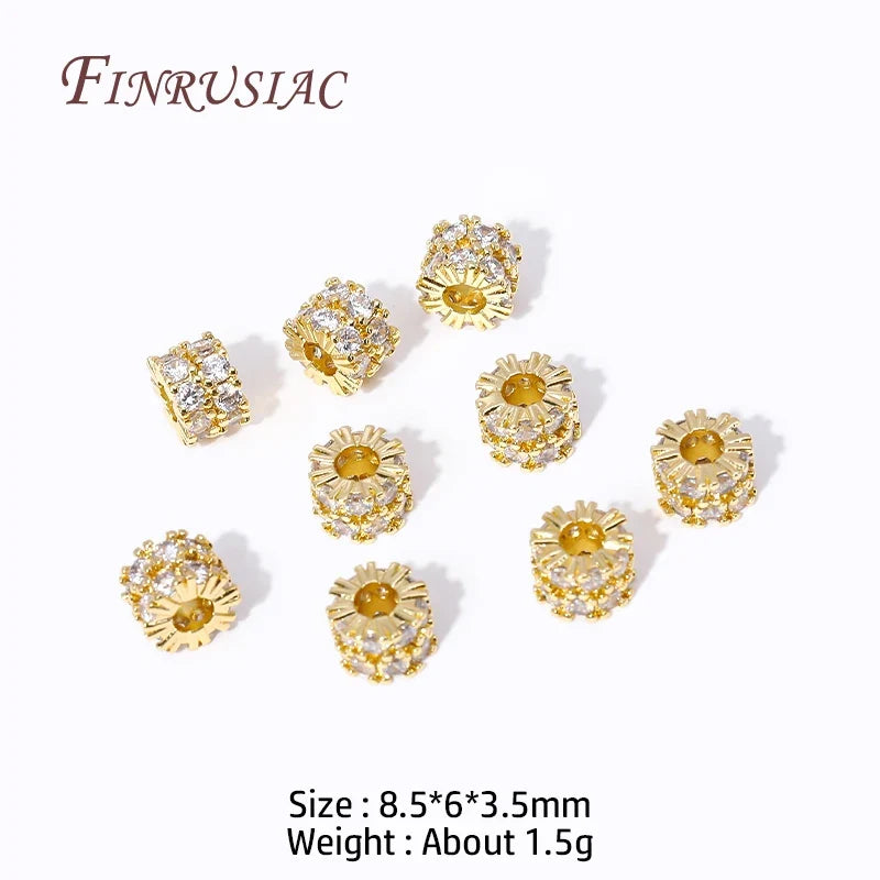 18K Gold Plated Zircon Round Spacer Beads – DIY Jewelry Making