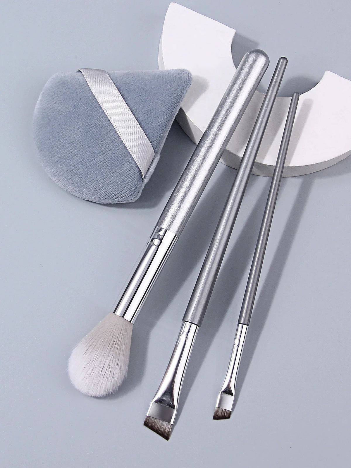 4PCS Cosmetic Brush Set – Powder, Eyebrow & Puff Brushes
