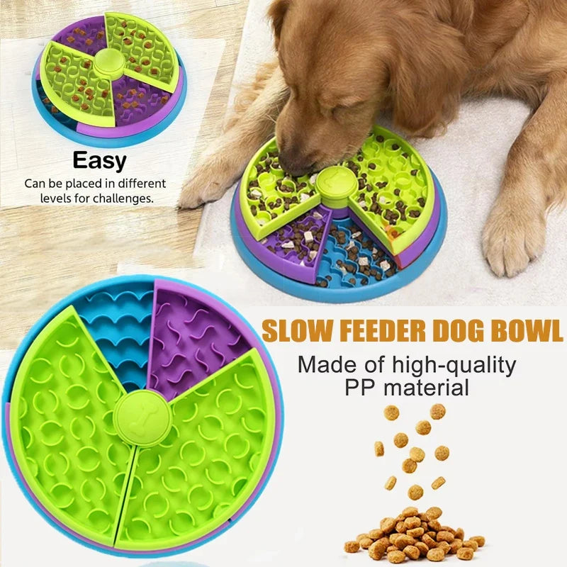 Slow Feeder Puzzle Dog Bowl – 3-Layer Interactive Treat Toy