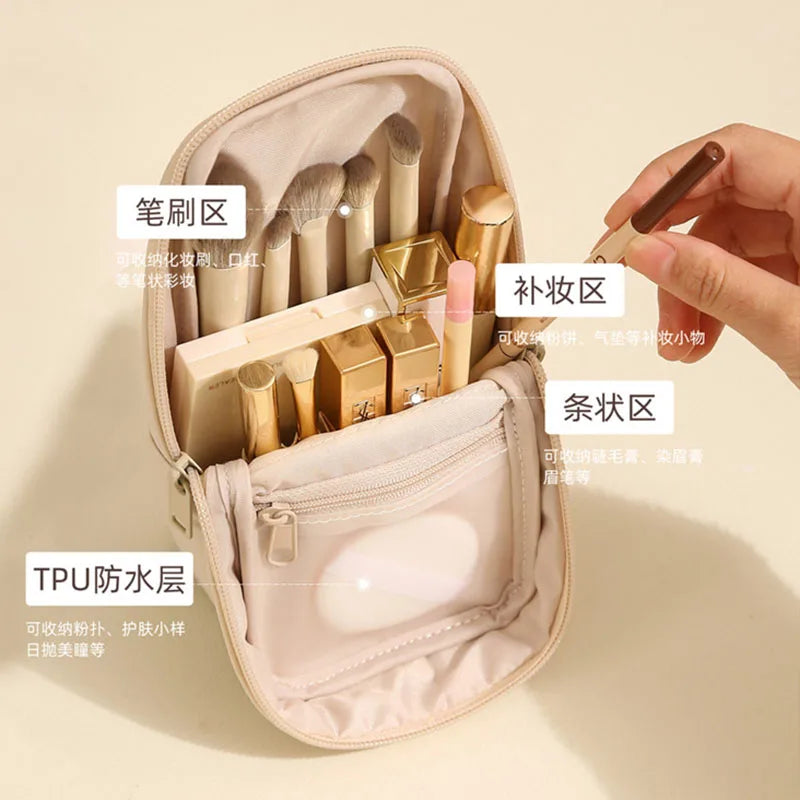 Stand-Up Makeup Brush Bag | Multi-Compartment Travel Organizer