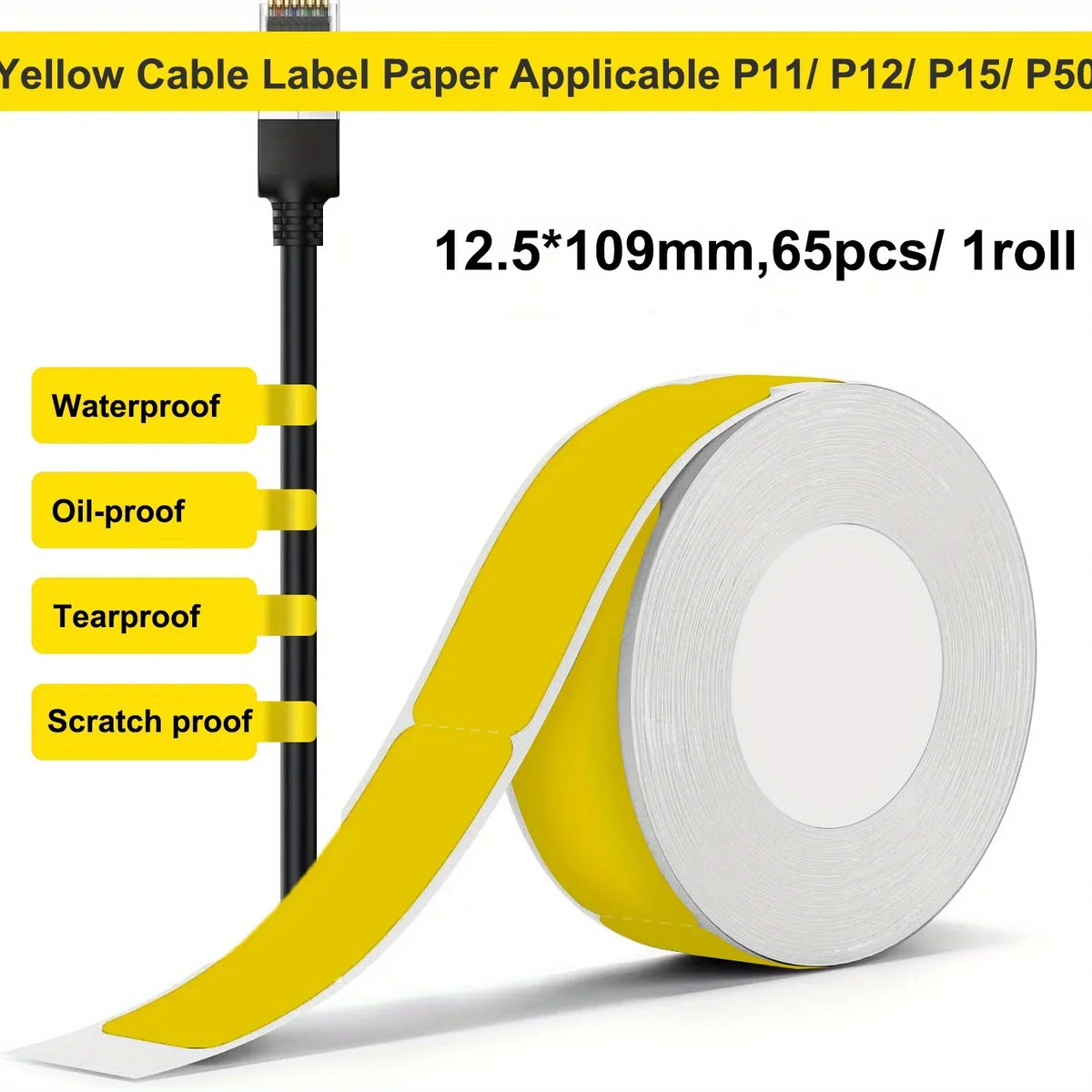Thermal Cable Label Rolls for Phomemo D30/D32/D35 Printer