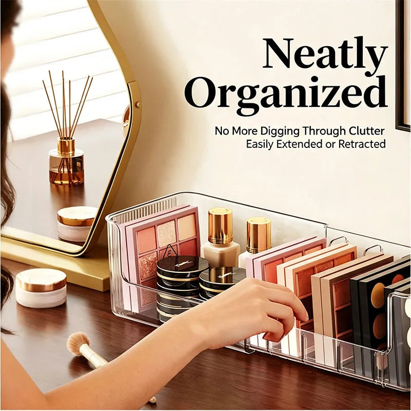 Telescopic Makeup Organizer Box with Removable Dividers